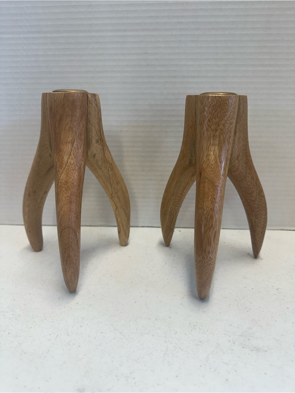 Wood Antler Candle Holders 7.5” Tall- Natural Brown (Set of 2)